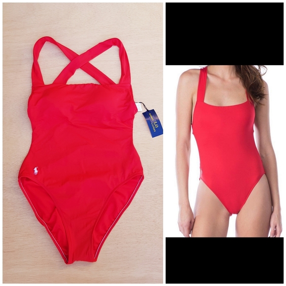 ralph lauren red swimsuit
